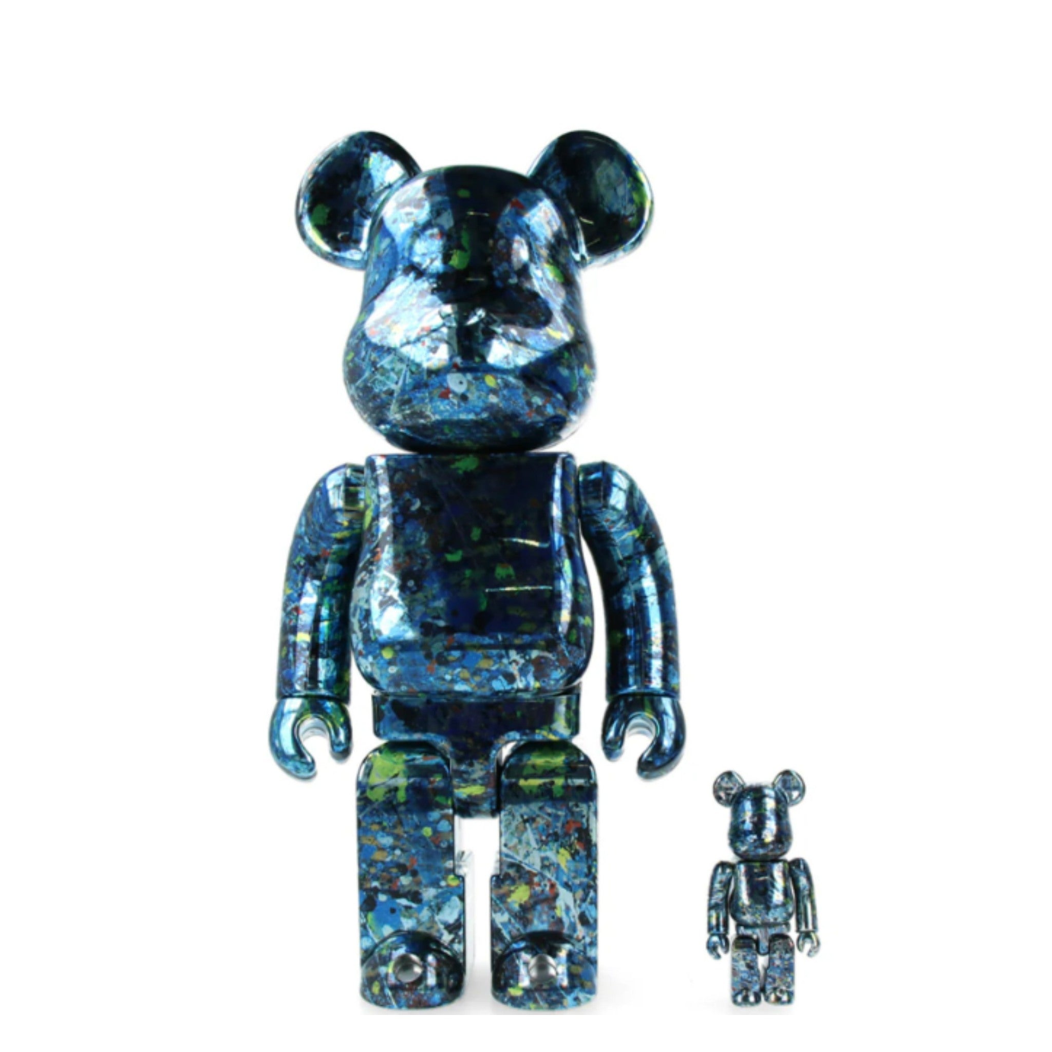 Jackson Pollock Studio (Chrome) - 400% & 100% Bearbrick Set